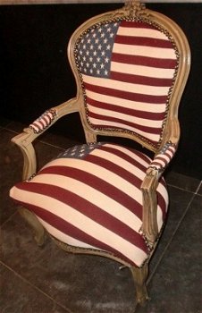 Barok fautuil zilver creme of hout verguld bekleed met amerikaanse vlag - 4