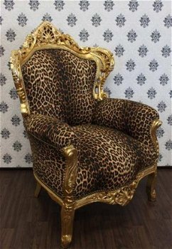 Barok troon leopard goud verguld bekleed met leopard collectie jungle look - 2