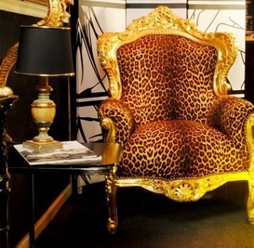 Barok troon leopard goud verguld bekleed met leopard collectie jungle look - 6