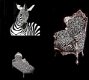 Barok troon zebra zilver verguld bekleed met zebra stof collectie jungle look - 5 - Thumbnail