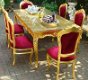 Barok eetkamerset valencia goud verguld bekleed met bordeaux bekleding - 4 - Thumbnail