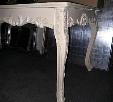 Barok set romantica wit eetkamer tafel 6 stoelen incl glasplaat - 3