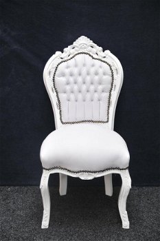 Barok set romantica wit eetkamer tafel 6 stoelen incl glasplaat - 8
