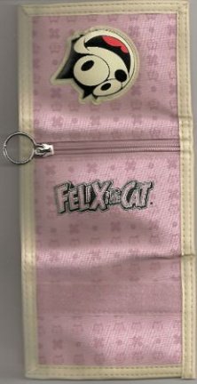 Felix the cat op roze portefeuille in canvas-textiel