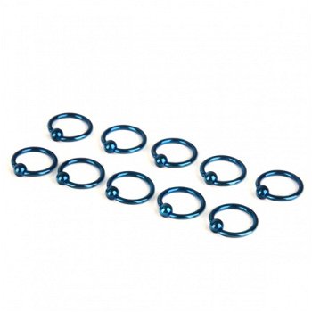 Blauwe chirurgisch stalen piercing ringetjes 1,2 x 12 mm. - 1