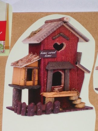 3D SET voor WENSKAART --- KAART nr. 7 --- NIEUWE WONING ---> VOGELHUISJE --- HOME SWEET HOME - Afbeelding 3