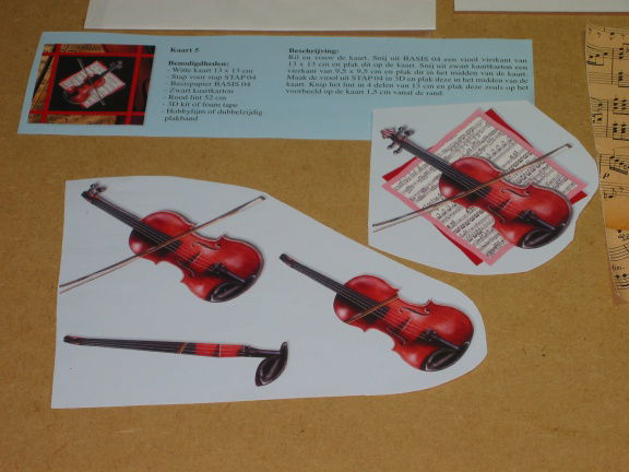 3D SET voor WENSKAART --- KAART nr. 5 --- VIOOL SPELEN - Afbeelding 2