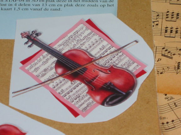 3D SET voor WENSKAART --- KAART nr. 5 --- VIOOL SPELEN - Afbeelding 3