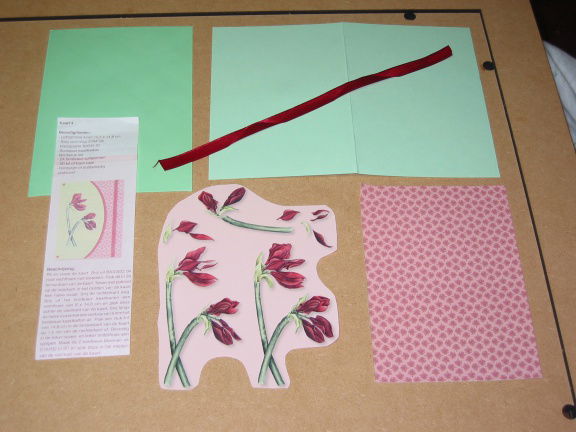 3D SET voor WENSKAART --- KAART nr. 4 --- BLOEMEN, BORDEAUXROOD - nr. 1