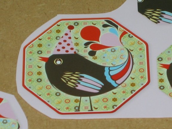 PIRAMIDE SET voor WENSKAART --- KAART nr. 1 --- VOGEL met een FEESTMUTS - Afbeelding 3