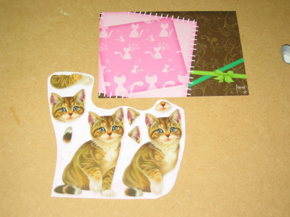 3D SET voor WENSKAART --- KATTEN --- nr. 20 --- POES ZIT met het POOTJE OMHOOG - Afbeelding 2