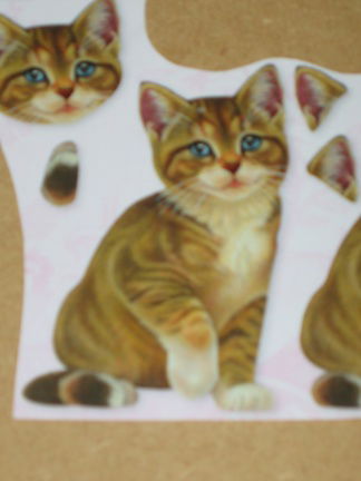 3D SET voor WENSKAART --- KATTEN --- nr. 20 --- POES ZIT met het POOTJE OMHOOG - Afbeelding 3