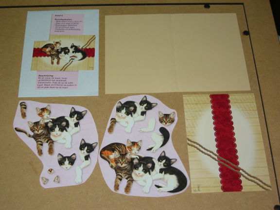 3D SET voor WENSKAART --- KATTEN --- nr. 8 --- POEZEN LIGGEN LEKKER BIJ ELKAAR - nr. 1