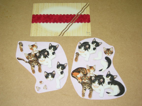 3D SET voor WENSKAART --- KATTEN --- nr. 8 --- POEZEN LIGGEN LEKKER BIJ ELKAAR - Afbeelding 2