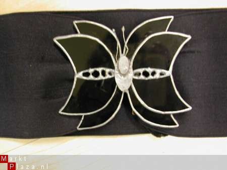 prachtige zwarte elastische riem met tiffany gesp handgemaakt riem 10 cm breed voor iemand die iets - 1