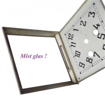 Art Deco pendule deur/wijzerplaat=mist glas=26058 - 4