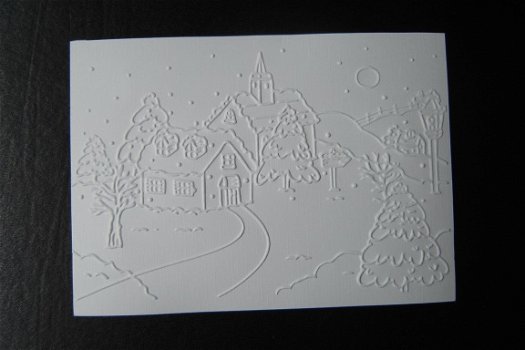 L16. KERST embossing opleg kaartje, LANDSCHAP - 1