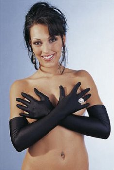 Lange zwarte handschoenen 220256 - 1