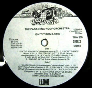 Pasadena Roof Orchestra,Isn't It Romantic,TRA 335,1976,NL(p) - 5