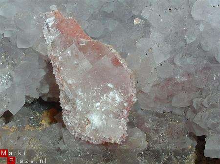 #1 Geode " Amethist " kwarts met Calciet Marokko - 1