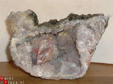 #1 Geode " Amethist " kwarts met Calciet Marokko - 1