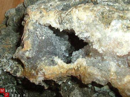 #1 Geode " Amethist " kwarts met Calciet Marokko - 1