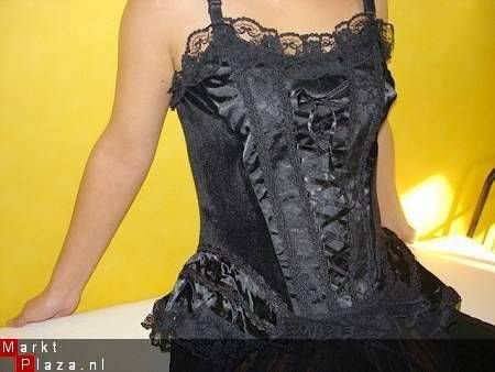 Gothic korset top uit zwart velours - 1