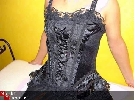 Gothic korset top uit zwart velours - 2