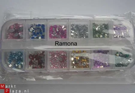 1200 NAIL ART Rhinestones Strass Steentjes hersluitbaar doos - 1