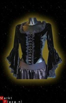 Gothic velourstop met lange mouwen - 1