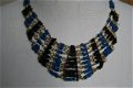 india ketting waterval collier origineel hippie ketting zwart nachtblauw en messing hippiemarkt - 1 - Thumbnail