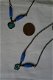 vintage kettinkje zwart blauw groen met hart hanger bedel hippiemarkt - 2 - Thumbnail