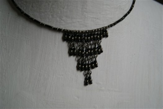 choker ketting hoge hals ketting zwart antraciet hippiemarkt - 2