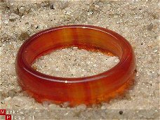 #128 Oranje Agaat Ring  handgeslepen