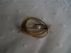 antieke broche speld corsage goud met parel vintage retro