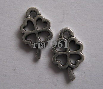 bedeltje/charm bloemen : klavertje 4 mini - 11x6 mm:10 voor 0,75 - 1