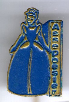 Assepoester blauw op koper Efteling speldje ( E_001a )