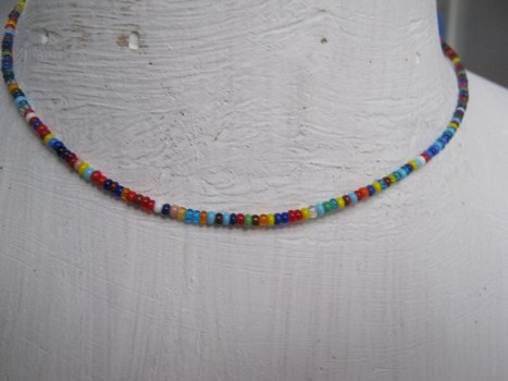 origineel hippie ketting trade beads met messing trommel slotje - 1