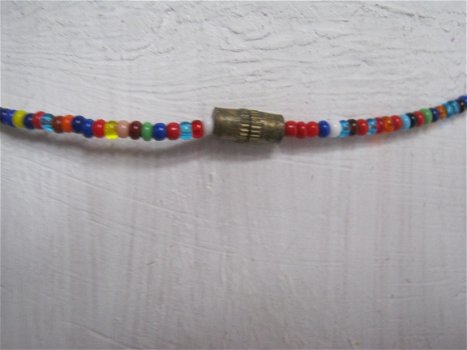 origineel hippie ketting trade beads met messing trommel slotje - 2