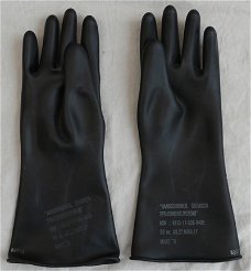 Handschoenen, NBC, Chemisch Strijdmiddelwerend, Koninklijke Landmacht, maat: 9, jaren'70/'80.(Nr.2)