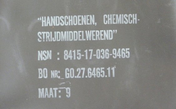 Handschoenen, NBC, Chemisch Strijdmiddelwerend, Koninklijke Landmacht, maat: 9, jaren'70/'80.(Nr.2) - 3