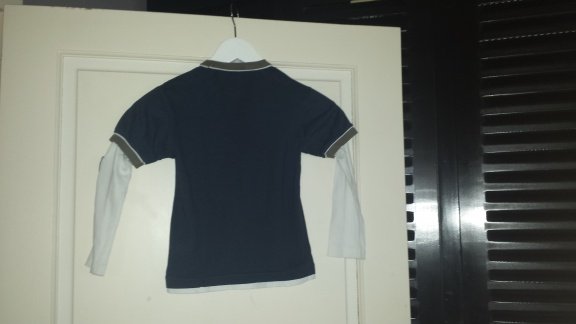 Pointer dubbel mouw shirt blauw wit maat 110/116 - 4