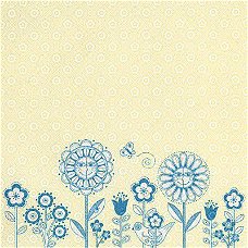 NIEUW vel glossy glitter scrappapier Whimsy 19 Smiling Flowers van DCWV