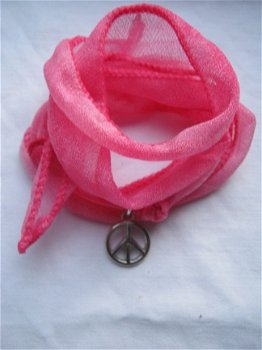 wikkelarmband Rakhi armband roze zijde lint hippiemarkt - 1