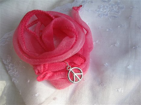 wikkelarmband Rakhi armband roze zijde lint hippiemarkt - 2