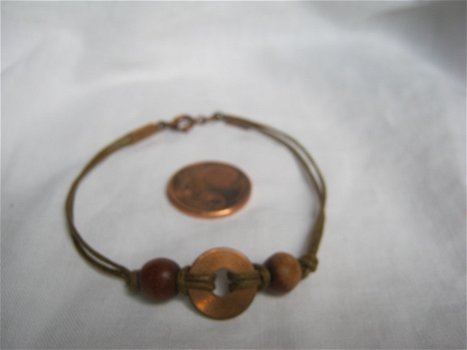 armband originele hippiearmband bruin met roog koper en houten kralen - 2