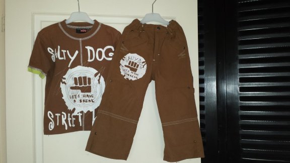 Salty Dog zomer set bruine broek en shirt maat 104/110 - 1