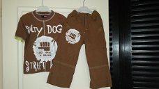 Salty Dog zomer set bruine broek en shirt maat 104/110