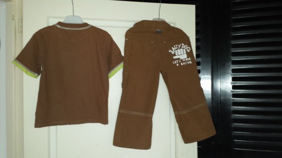 Salty Dog zomer set bruine broek en shirt maat 104/110 - 4