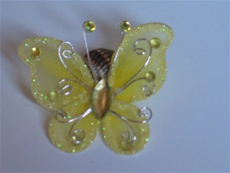 fabric butterfly with strass yellow - 1